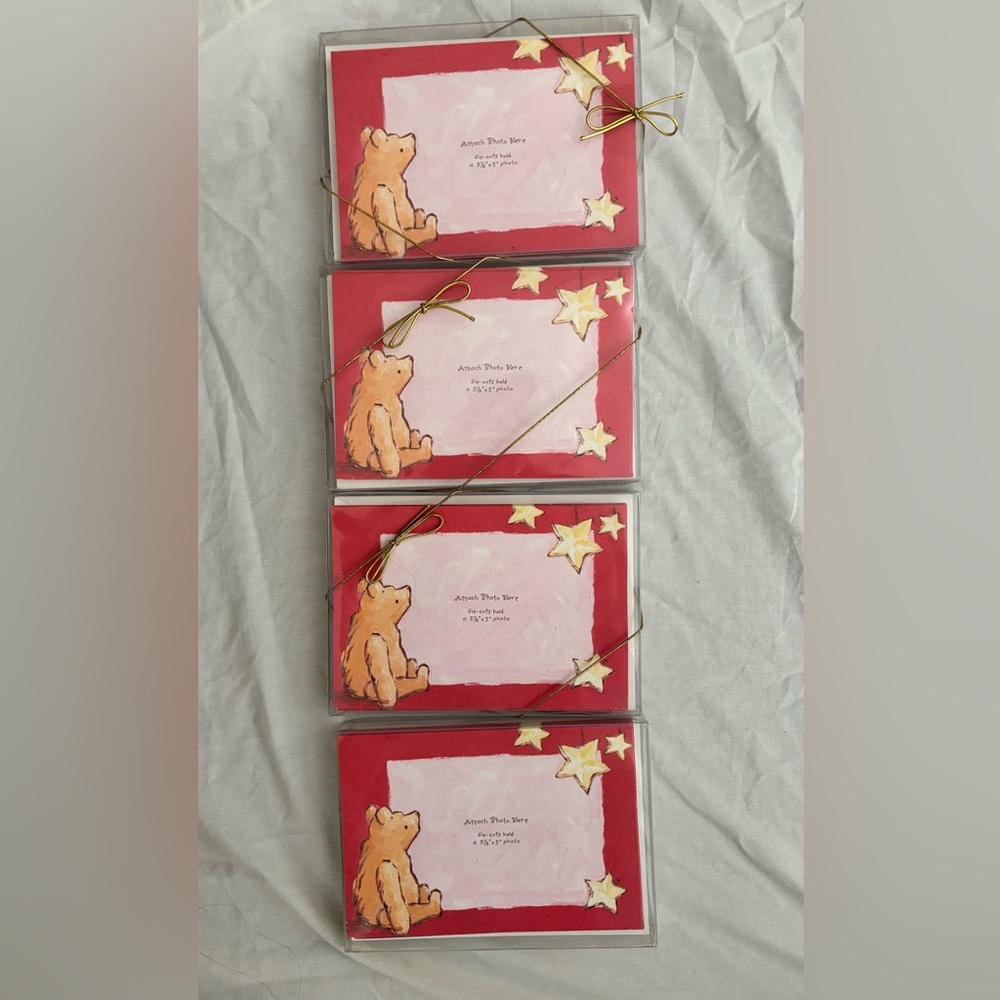 Lot of 4 Disney Classic Pooh photo holiday cards Michel & Co 48 total